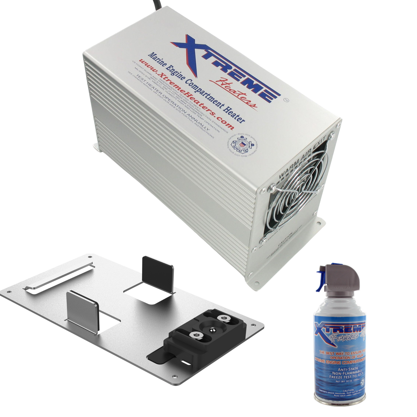 Single-Xtreme-Heater-with-Bracket-and-freeze-spray-for-testing-bilge-heaters